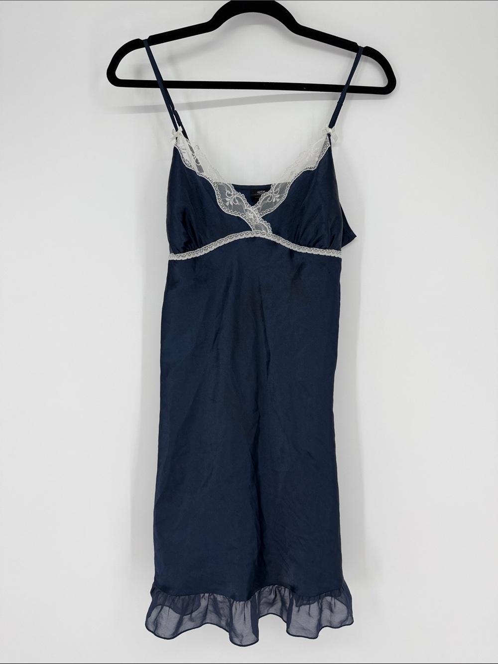 Apt. 9 Intimates Navy Chemise Nightgown Lace Trim size L
